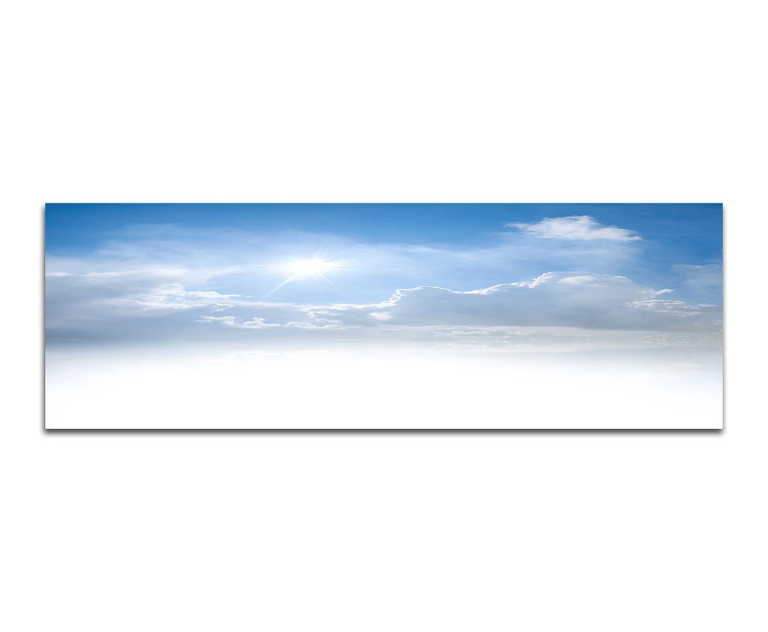 Paul Sinus Art Panoramabild auf Leinwand und Keilrahmen 150x50cm Himmel Wolken Sonnenstrahlen