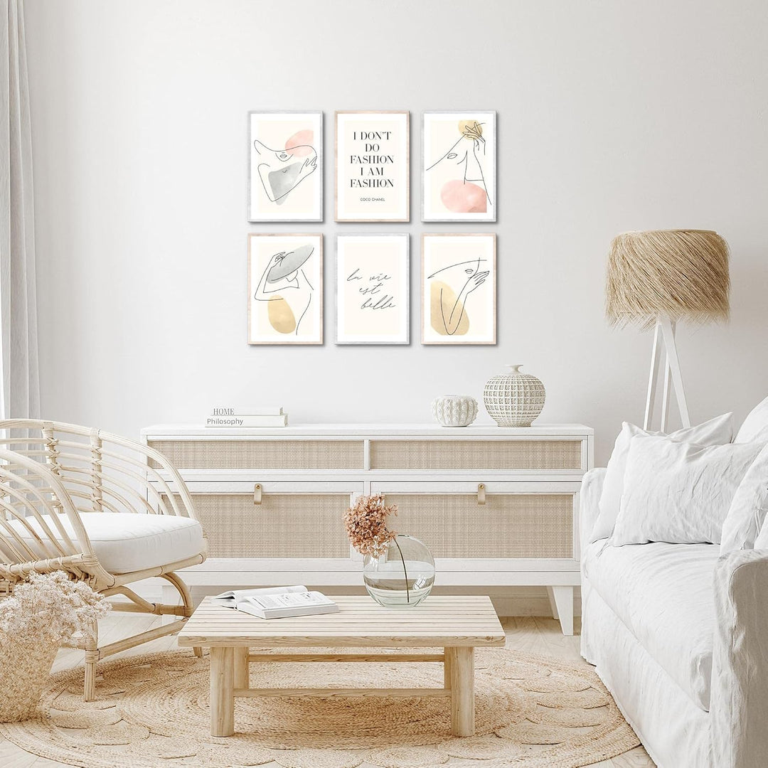 Novart Wandbilder Set - KOMPLETT AUFHÄNGFERTIG - Made in Germany - Moderne Bilder Fashion Wohnzimmer