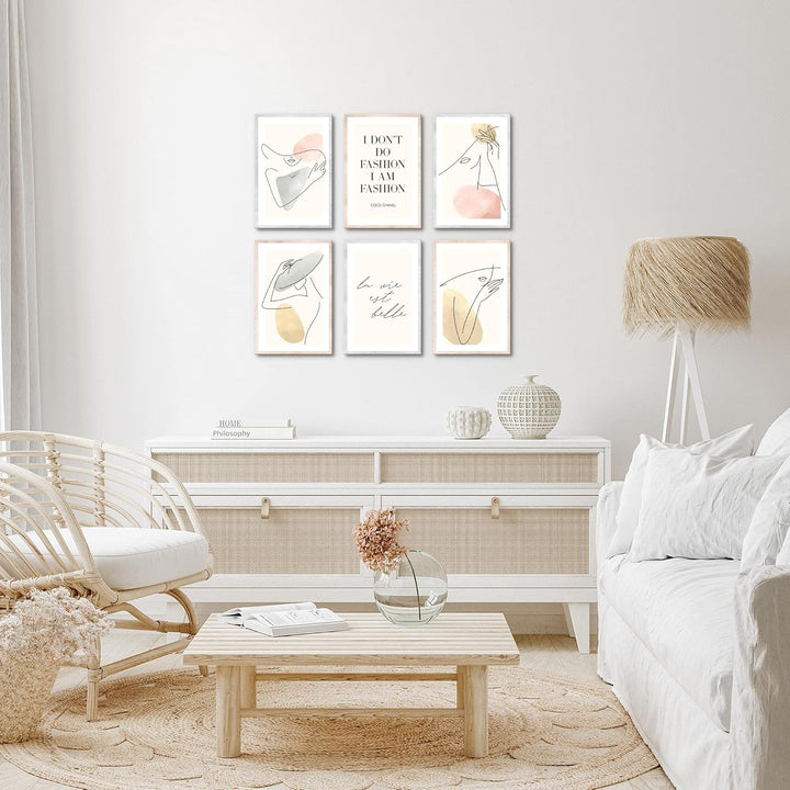Novart Wandbilder Set - KOMPLETT AUFHÄNGFERTIG - Made in Germany - Moderne Bilder Fashion Wohnzimmer