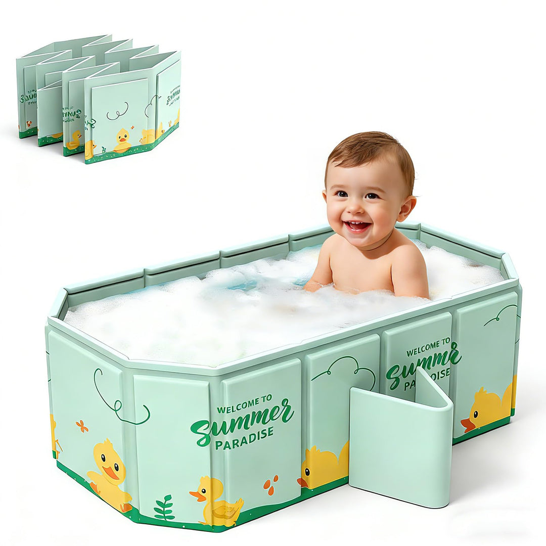 Babybadewanne Faltbar, Tragbare Baby badewanne, Grosse Babywanne für 0-8 Jahre, Integrierte Badewann