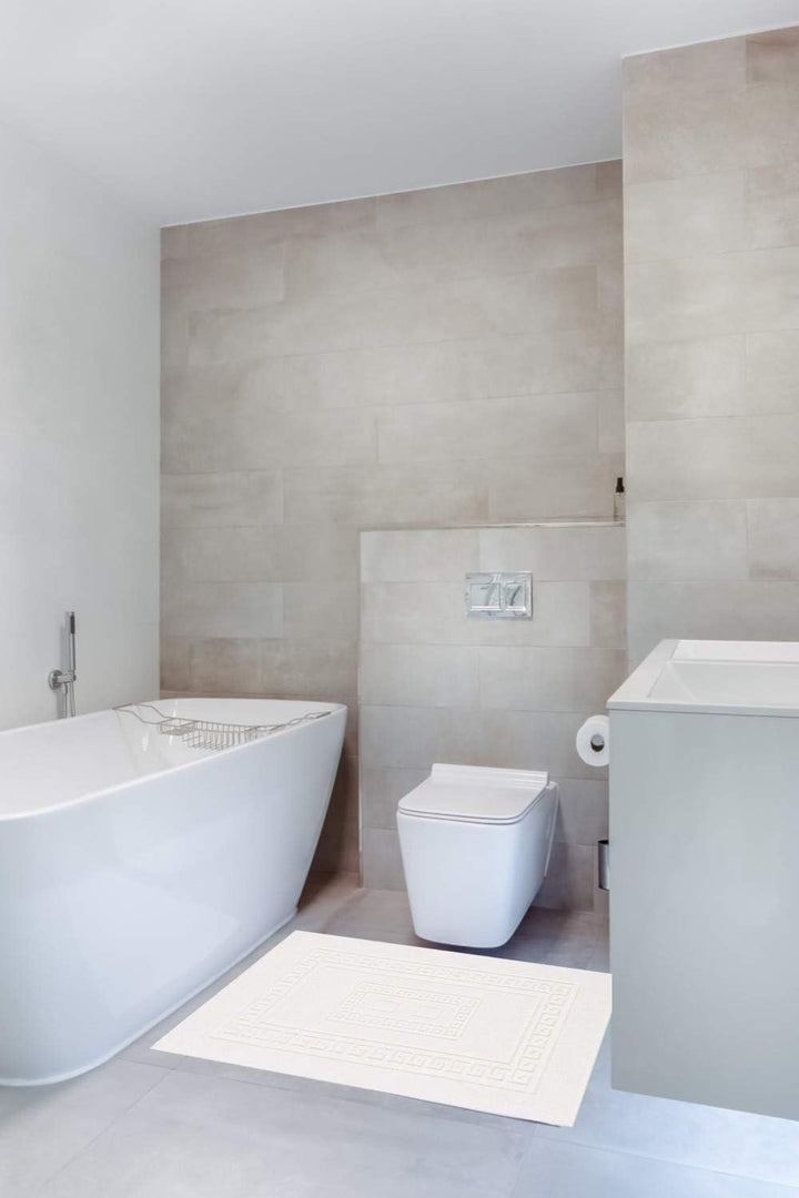 HomeLife Badezimmerteppich Weiss, 60X90 - Badematte saugstark - Maschinenwaschbarer Badteppich - Bad