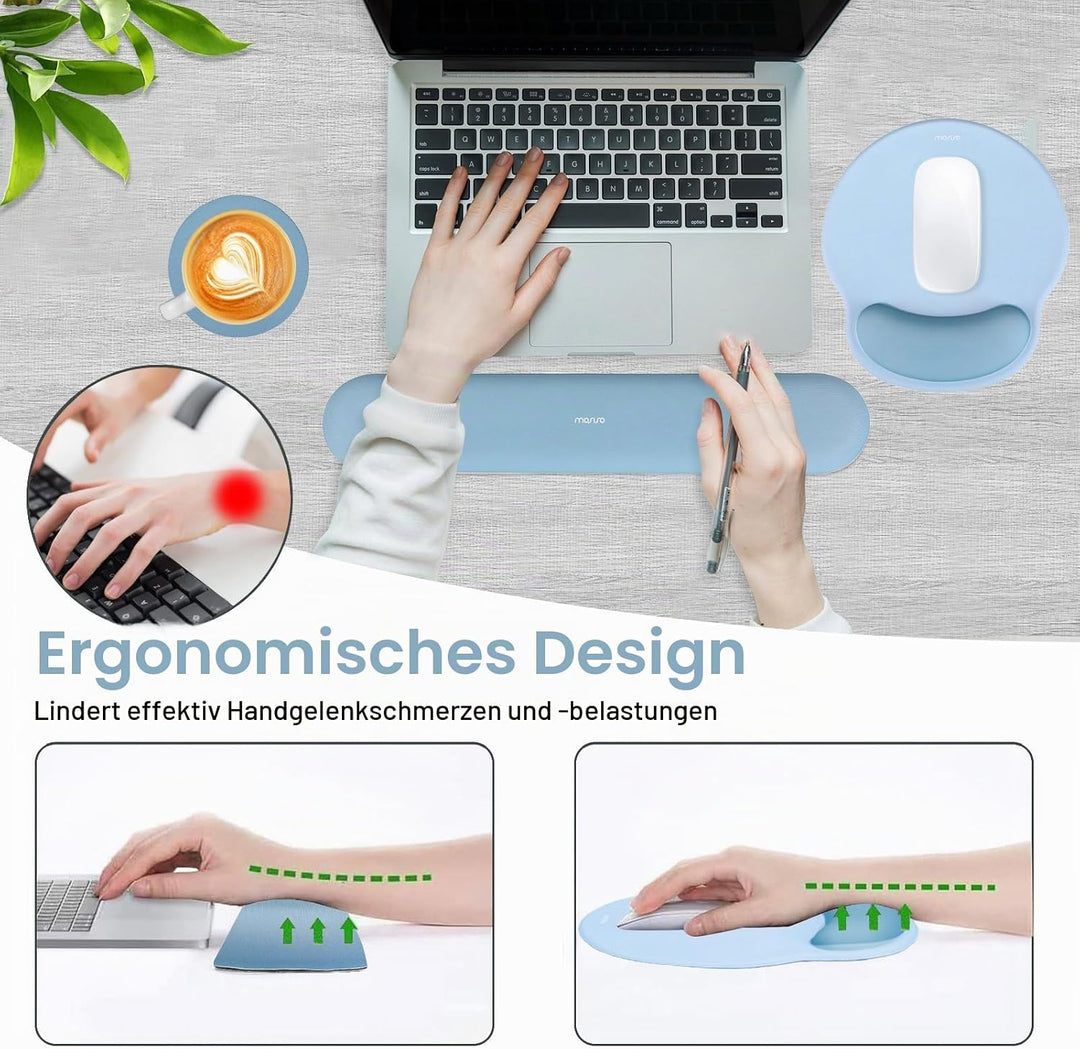 MOSISO Handballenauflage Tastatur&amp;Maus Set, Kreis Gekrümmt Ergonomisch Mauspad&amp;Untersetzer rutschfes