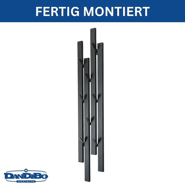 DanDiBo Garderobe Wand Schwarz Metall 96612 Wandgarderobe mit 8 Haken Schmal Flurgarderobe Modern Ha