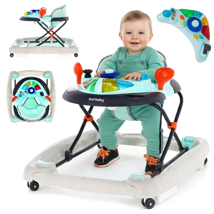 Lauflernhilfe Gehfrei und Schaukelsitz Kinderwiege Babywippe Babyschaukel Baby Walker mit Tasten, Li