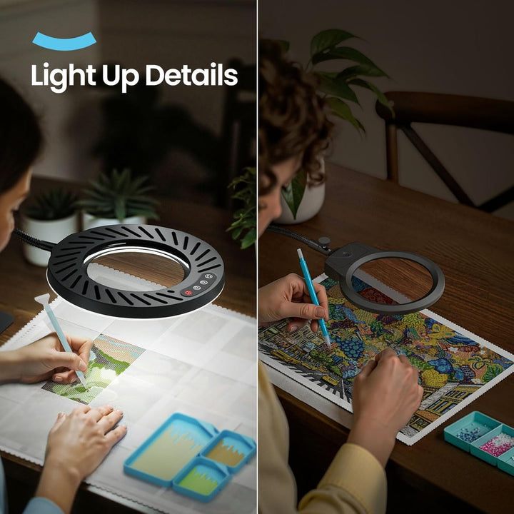 ARTDOT 10X Lupe mit Licht und Ständer, Lupenleuchte mit 144 LEDs, 5 Einstellbare Farben und 10 Helli