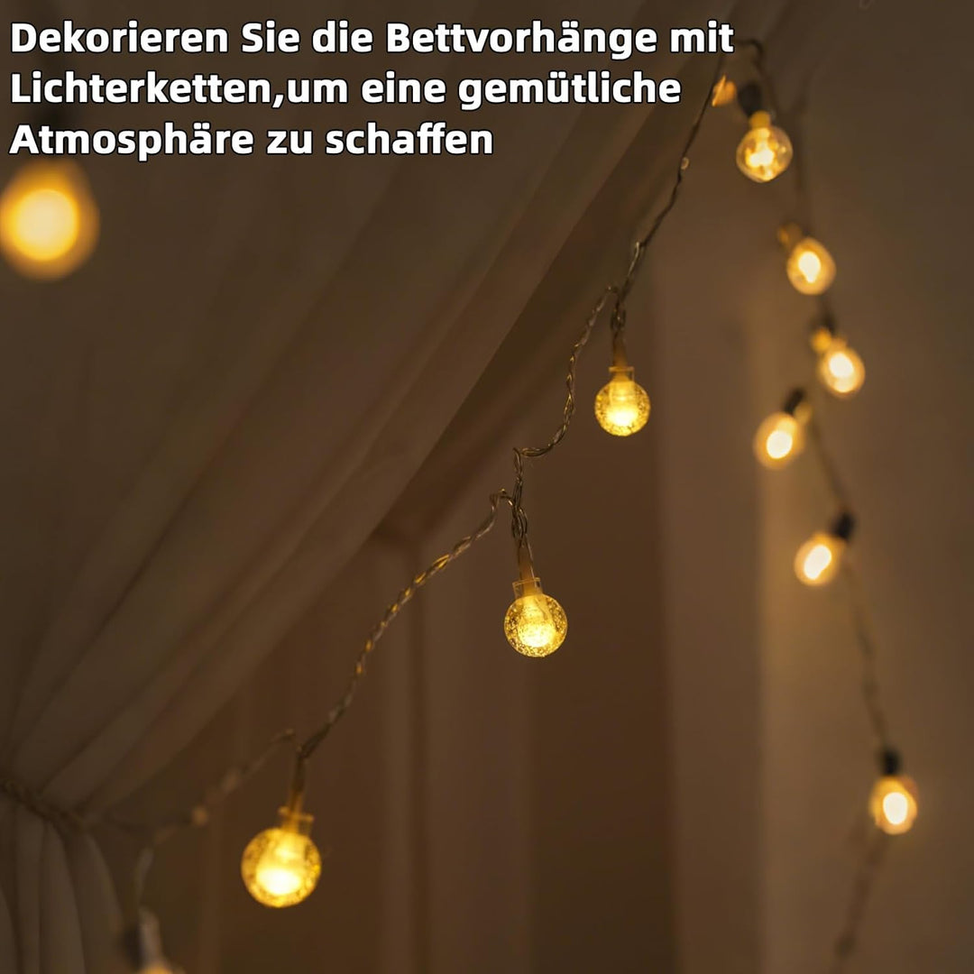 Hausbett Himmel mit Lichterkette 1 Stück Deko Baldachin Hausbett Vorhang,Betthimmel Musselin Stoffhi