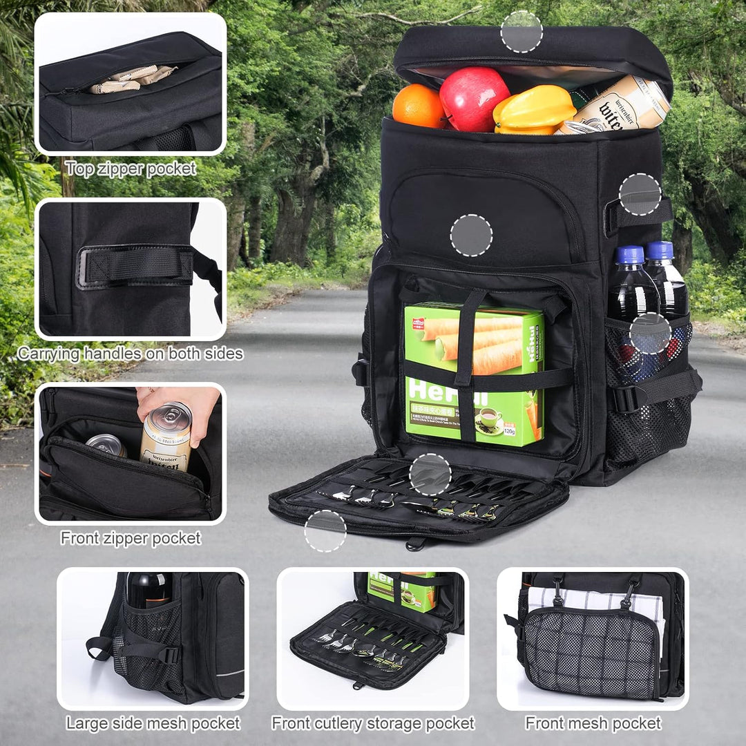 DEWUR Kühlrücksack 35L Thermo Rücksack Kühltasche Wasserdichter Picknickrücksack mit Flaschenöffner