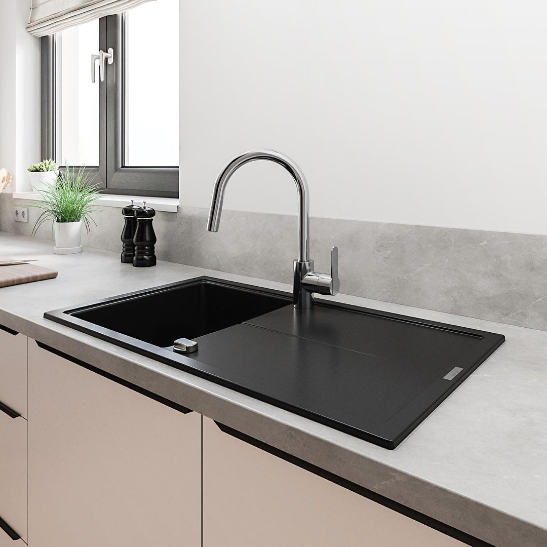 GROHE Get | Küchenarmatur - Einhand-Spültischbatterie, mit herausziehbarer Dual Spülbrause | C-Ausla