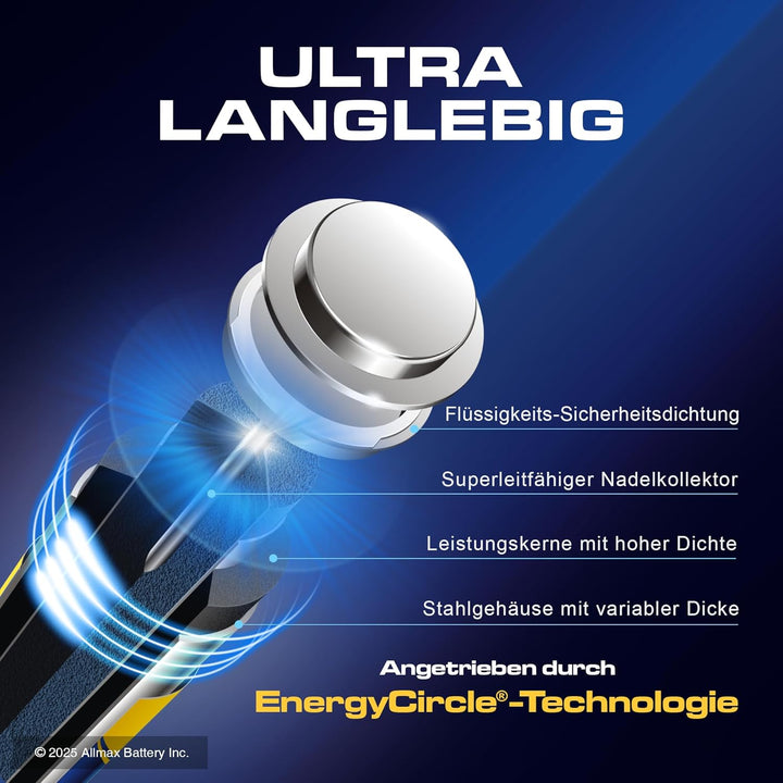 Allmax AAA Micro (LR03) Maximum Power Alkaline Triple A Batterien (100 Stück) - Ultra-Langlebigkeit,