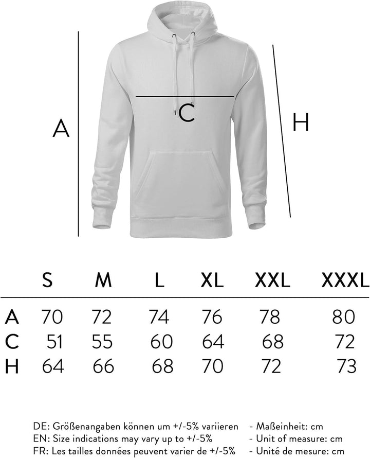 OwnDesigner Ähm nö Herren warm haltender Hoodie mit Kapuze modern geschnitten (Cape 464 3XL Weiss)