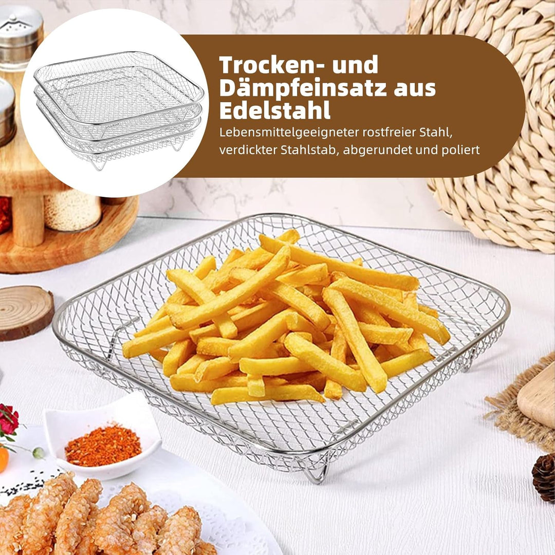 ACESOME 3 Stück Air Fryer Rack,Edelstahl Gitter Für Zubehör Heissluftfritteuse, Airfryer Gittereinsa