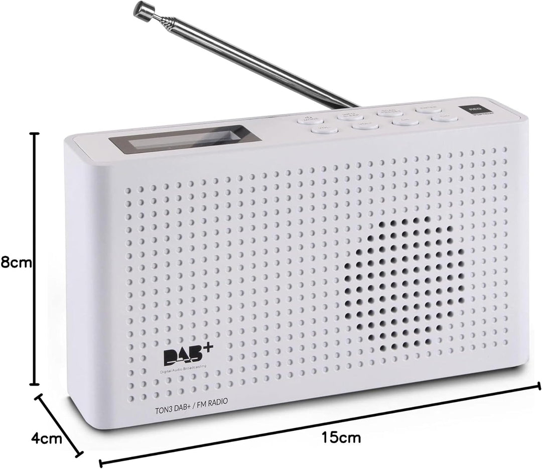 RED OPTICUM Ton 3 FM/ DAB/ DAB+ Radio weiss - Tragbares UKW Radio mit Lautsprecher & Kopfhöreranschl
