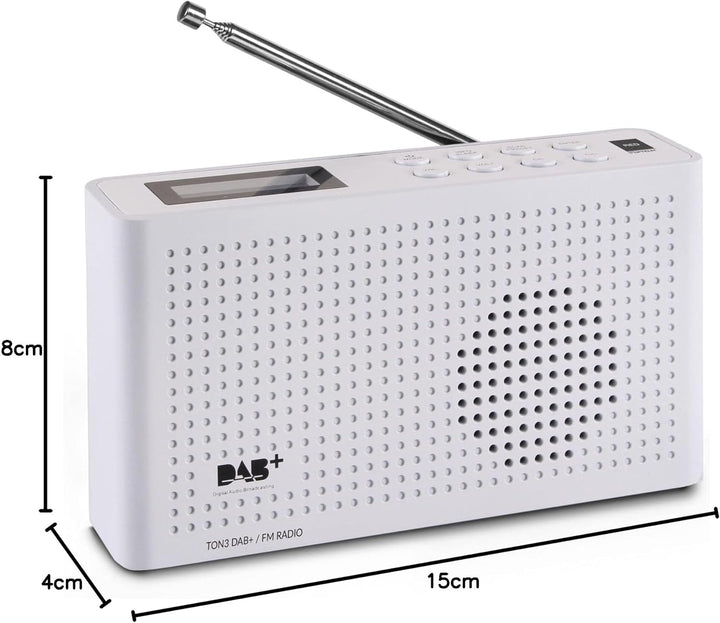 RED OPTICUM Ton 3 FM/ DAB/ DAB+ Radio weiss - Tragbares UKW Radio mit Lautsprecher & Kopfhöreranschl
