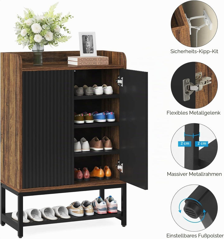 LITTLE TREE Schuhschrank mit Türen, 5-stöckiger Schuhschrank aus Holz, Schuhregal, Organizer Schrank