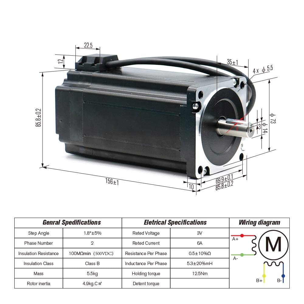 12N Set 4 Kit CNC NEMA34 Motor mit geschlossenem Regelkreis 86HSE 6A Hybrid Nema 34 HBS86 und 400 W