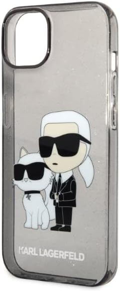 Karl Lagerfeld KLHCP14MHNKCTGK Hülle für iPhone 14 Plus 6,7" Schwarz hardcase Gliter Karl&Choupette