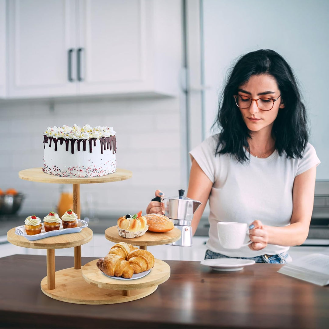 4 Etagen Kuchen und Cupcake Ständer aus Holz, Tortenständer Holz, Desserts Gebäck Display, für Desse