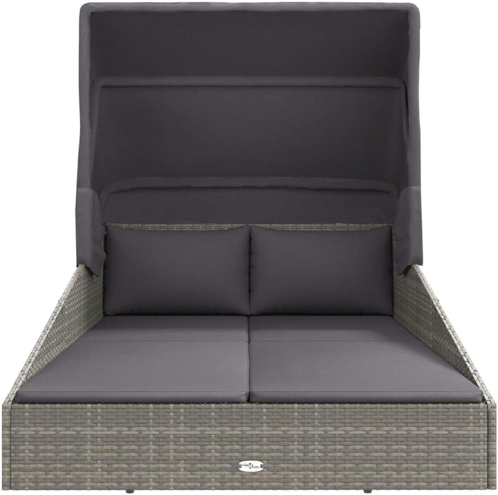 Festnight Sonnenliege 2 Personen mit Dach doppelliege Outdoor gartenliege 2 Personen Rattan gartenli