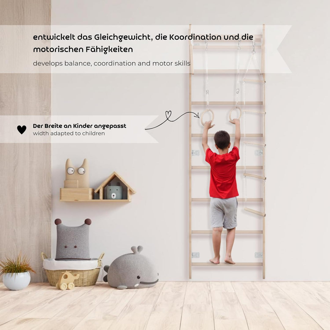 MAMOI® Kletterbogen mit rutsche, Kletterdreieck, Baby Klettern, Klettergerüst aus Holz, Holzbogen fü