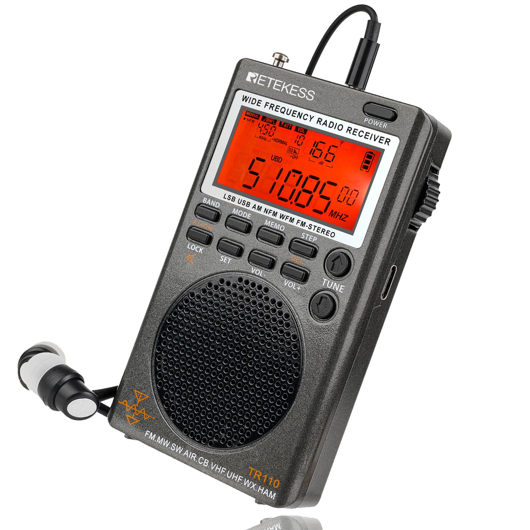 Retekess TR110 Tragbares Digitales Radio,FM MW SW SSB Air Band World Receives Radio,FM Stereo,Sleep