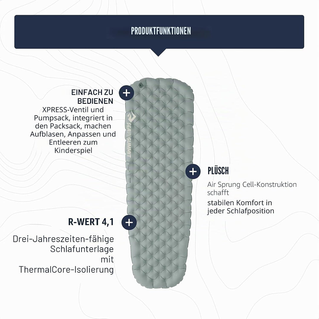 Sea to Summit – Ether Light XR Thermo Luftmatratze Regular – ThermalCore Isolierung – Xpress Ventil