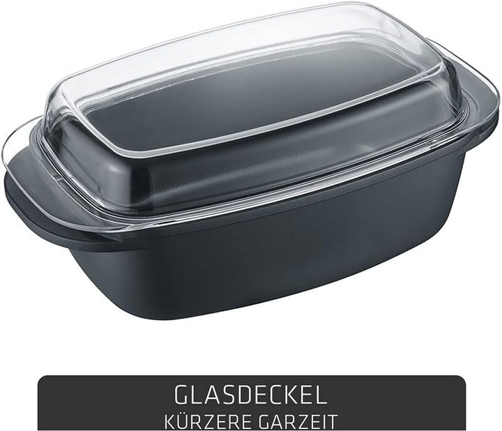 Berndes Rostiere Bräter mit Deckel, Induktion, Unibräter aus Aluguss, allherdtauglich, backofengeeig