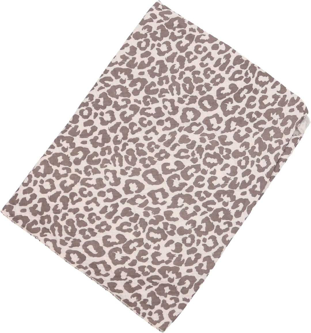 MIRROSI Damen Musselin Halstuch Made in Italy mit Leoprint oder Unifarben – Leichtes Dreieckstuch fü
