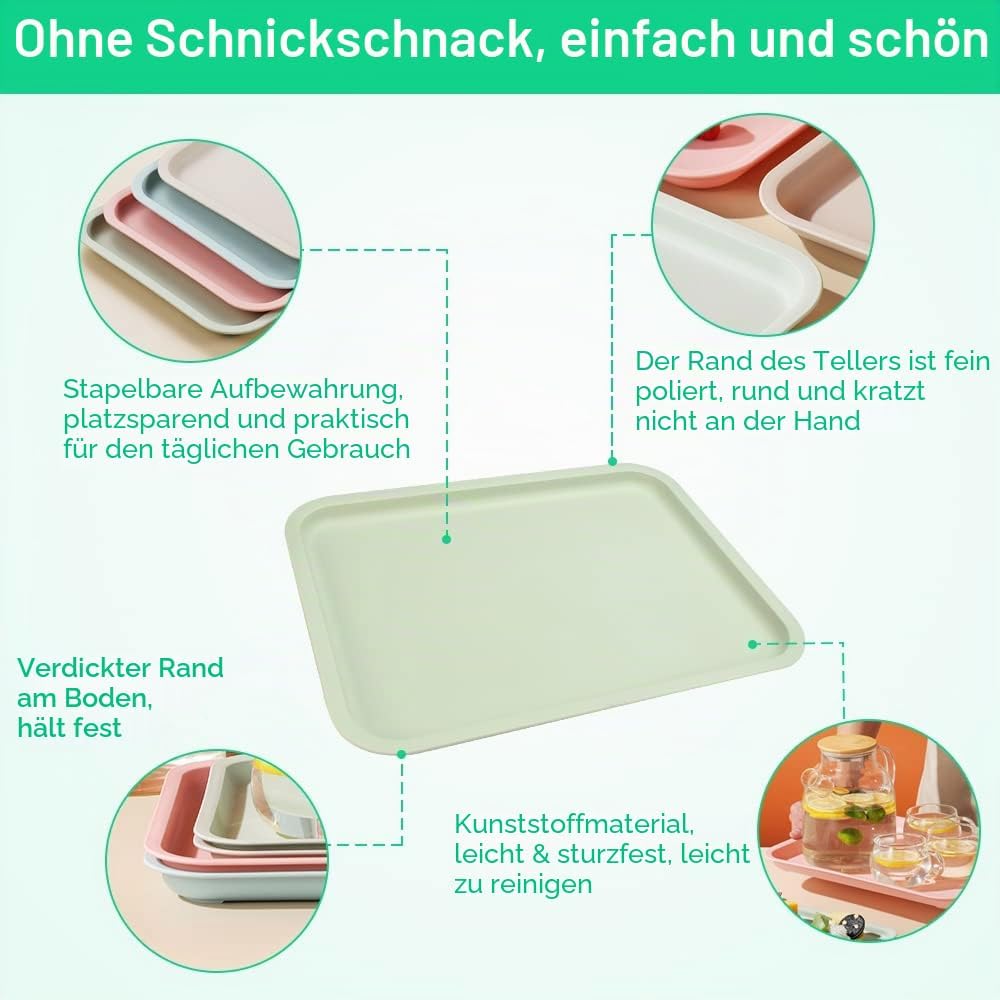 QUCUMER 4 Stücke Kunststofftablett Serviertabletts Tablett Aus Kunststoff 23*30.5cm Servierplatten S