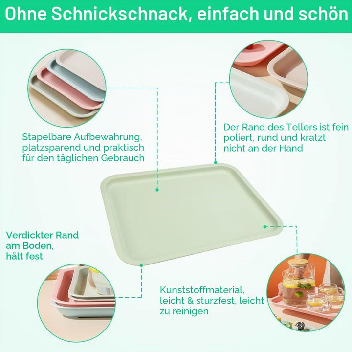 QUCUMER 4 Stücke Kunststofftablett Serviertabletts Tablett Aus Kunststoff 23*30.5cm Servierplatten S