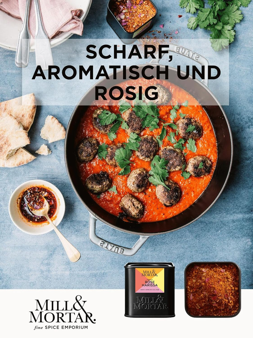 Mill &amp; Mortar BIO Levante-Gewürz-Geschenkset, 6 Gewürze für Ottolenghi Fans | Rose Harissa, Za&