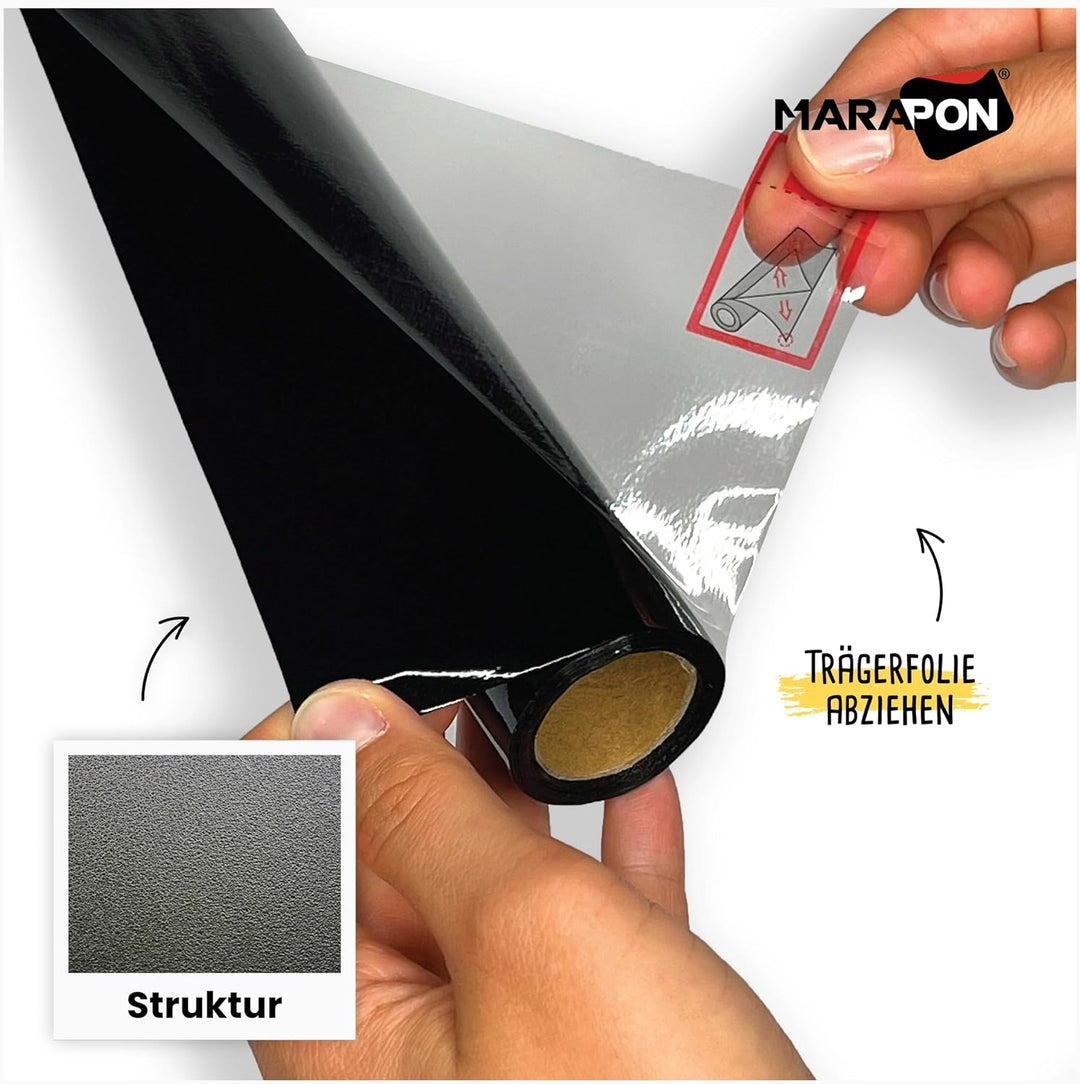 MARAPON Verdunkelungsfolie Schwarz 1,05x2 m Set inkl. Rakel Cutter 10 Klingen Statisch haftende Blac