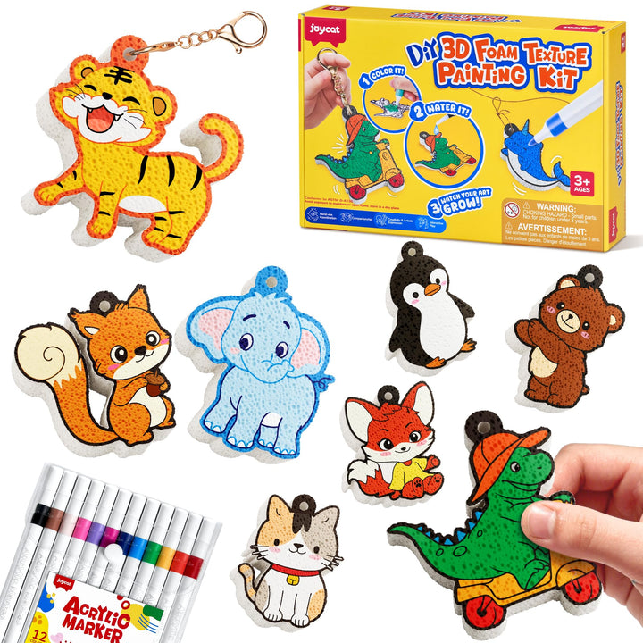 JoyCat 3D Kunst-Set, Tier Magic Puffy Paint Set, Schmutzfreie Malset Bastelset für Kinder, Kreative
