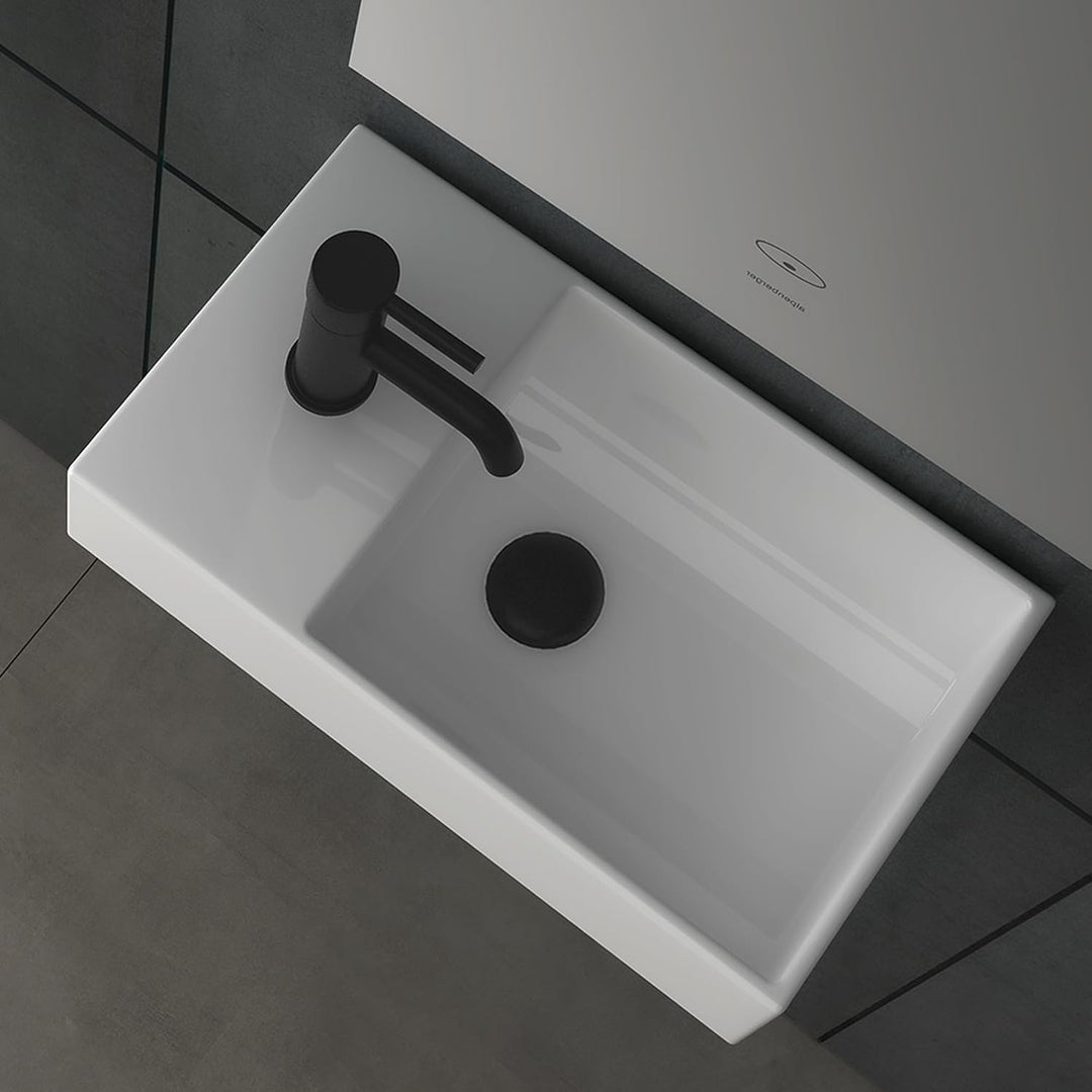 Alpenberger Kleines Waschbecken Eckig | Hängewaschbecken WC | Waschplatz Lösung Klein I Keramik Hand