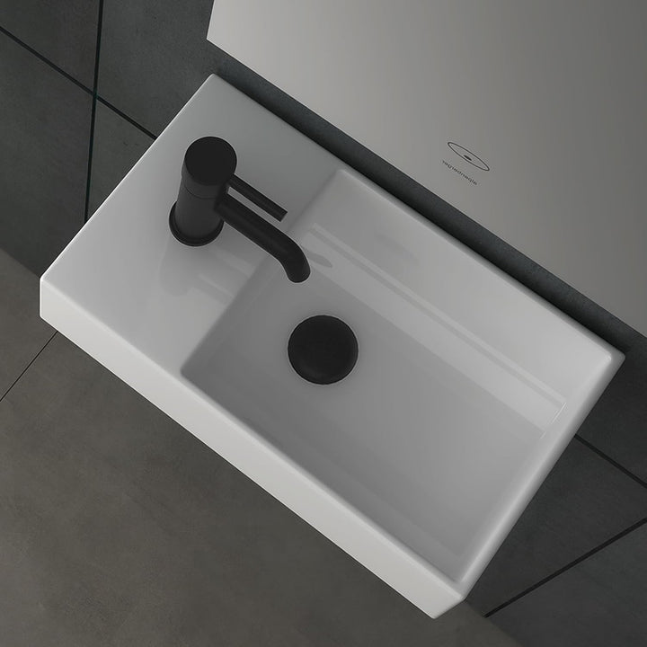 Alpenberger Kleines Waschbecken Eckig | Hängewaschbecken WC | Waschplatz Lösung Klein I Keramik Hand