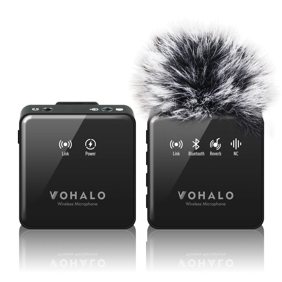 VOHALO Lavalier Mikrofon Wireless mit Echtzeitüberwachung Audio Ducking Begleitung Reverb Stummschal