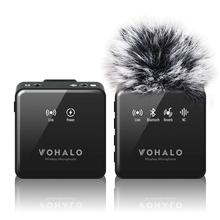 VOHALO Lavalier Mikrofon Wireless mit Echtzeitüberwachung Audio Ducking Begleitung Reverb Stummschal