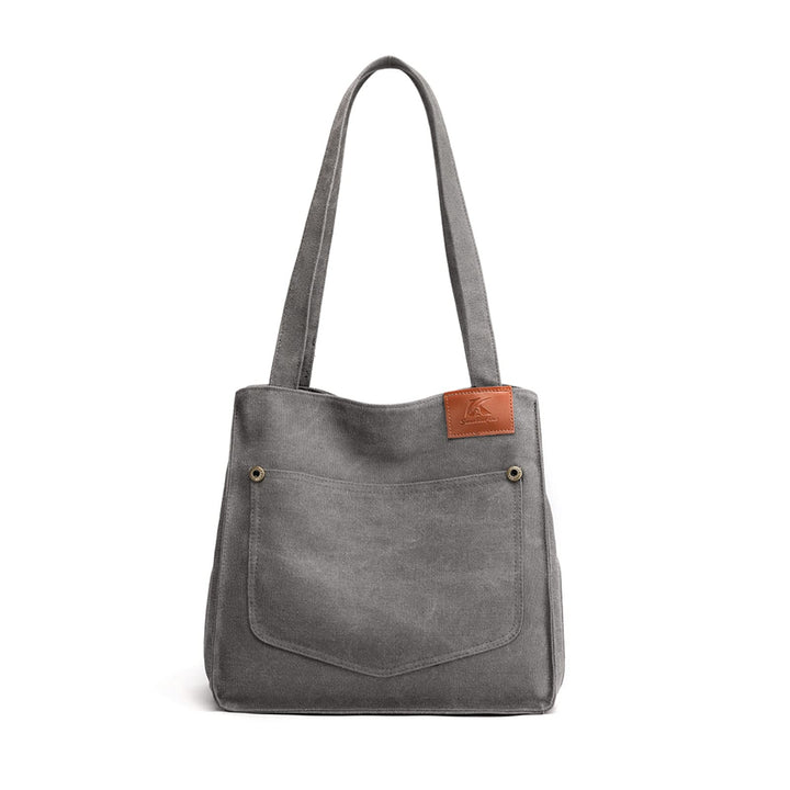 PORRASSO Segeltuch Schultertasche Damen Handtasche Mädchen Tote Bag Shopper Henkeltasche für Schule