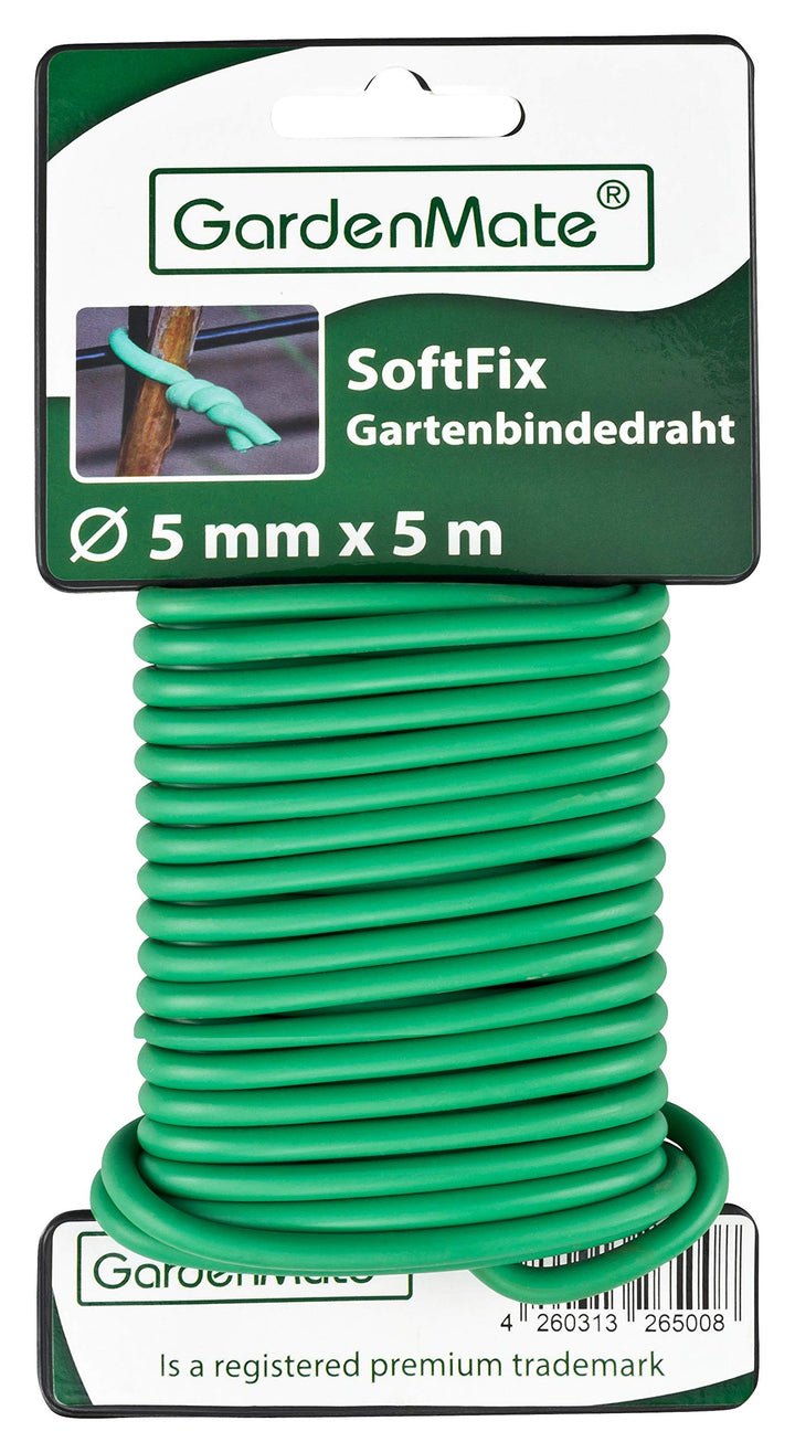 GardenMate® 12x Gartendraht 5,0 mm x 5 m mit Gummi ummantelt gummiert geschäumt 12 Stück, 12 Stü