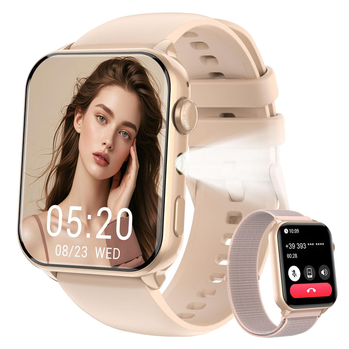 IOWODO Smartwatch Herren Damen 2025 | Bluetooth Anrufe & LED-Leuchte | SpO2 & Schlafüberwachung | 35