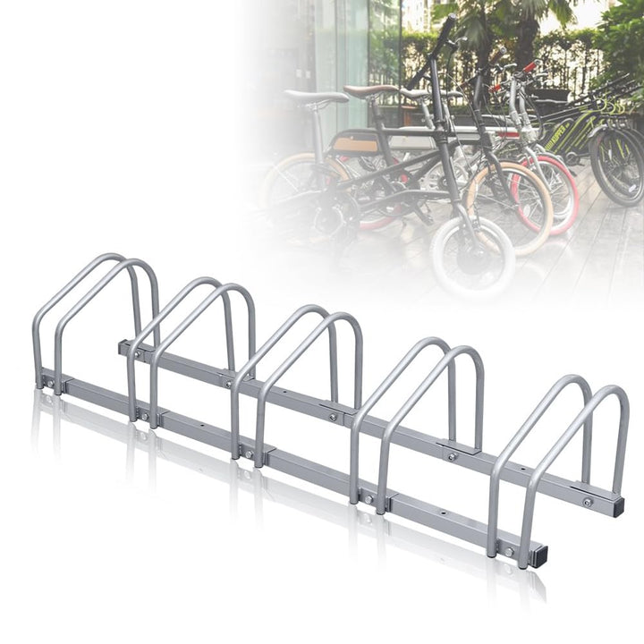 Fahrradständer Boden für 5 Fahrräder, 30cm Radabstand 35-55mm Reifenbreite rostfreier Stahl selbstsi