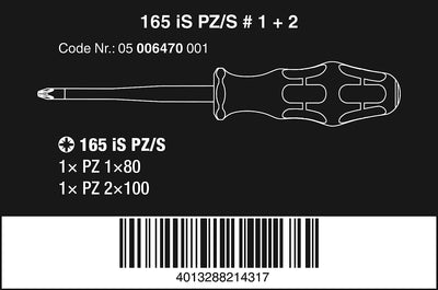 Wera 05006470001 165 iS PZ/S # 1 + 2, VDE-isolierter Schraubendrehersatz mit reduziertem Klingendurc