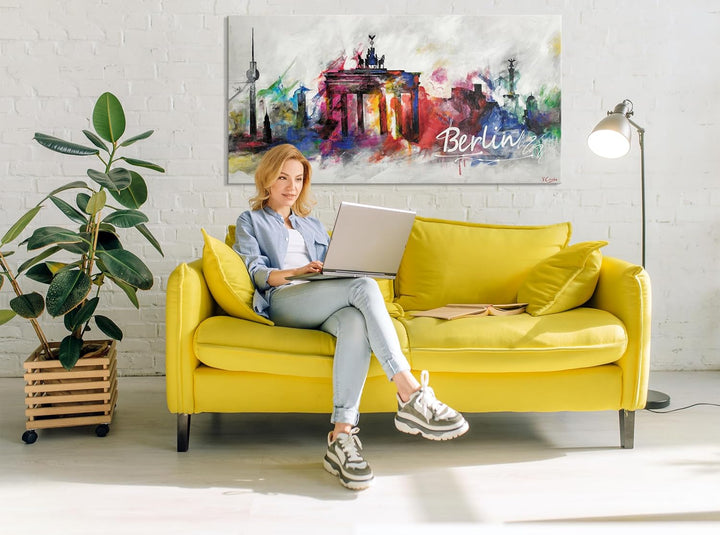 YS-Art Abstrakt Design Acryl Gemälde auf Leinwand Berlin handgemalt Wandbilder Wohnzimmer modern Woh