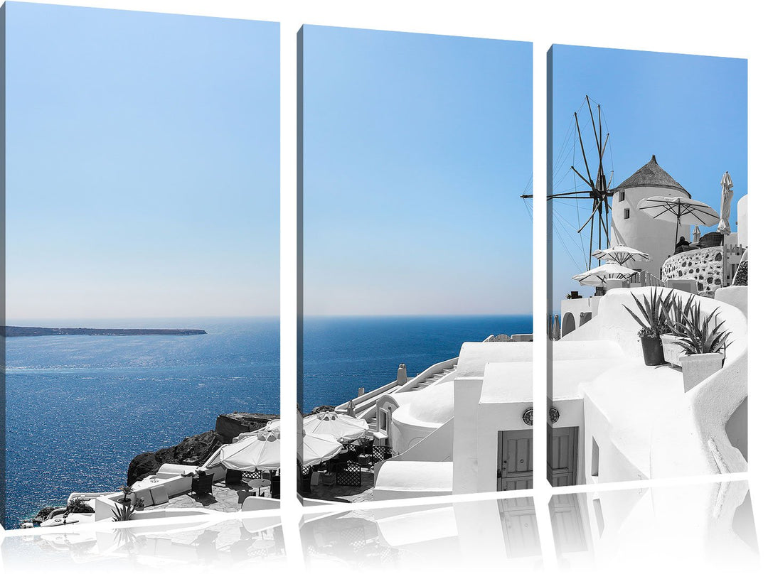 Pixxprint Club Kalimera Kriti in Kreta / 3-Teilig/Gesamtmass 120cm Leinwandbild bespannt auf Holzrah