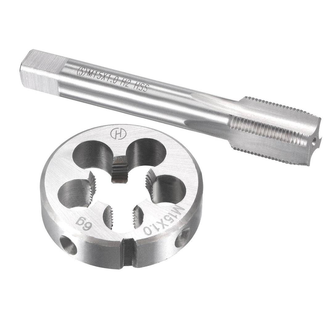 sourcing map M15 x 1 mm Metrisches Gewindebohrer- und Schneideisen-Set, Maschinengewinde-Gewindebohr