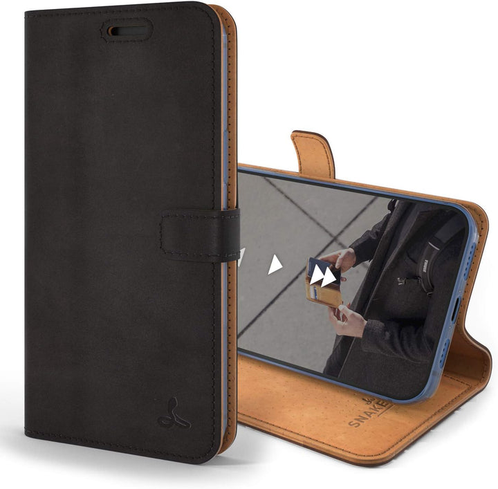 Snakehive iPhone 12 Pro Hülle Leder | Stylische Handyhülle mit Kartenhalter & Standfuss | Handyhülle