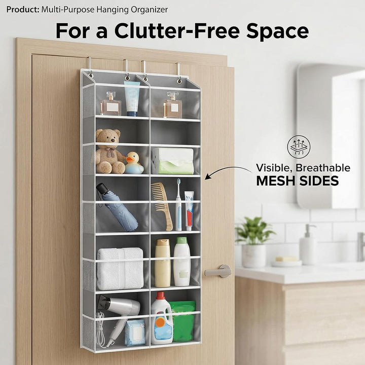 Hängeorganizer Tür mit 10 Fächern, Hängeregal über Tür Organizer mit 10 Seitentaschen & 4 Metallhake