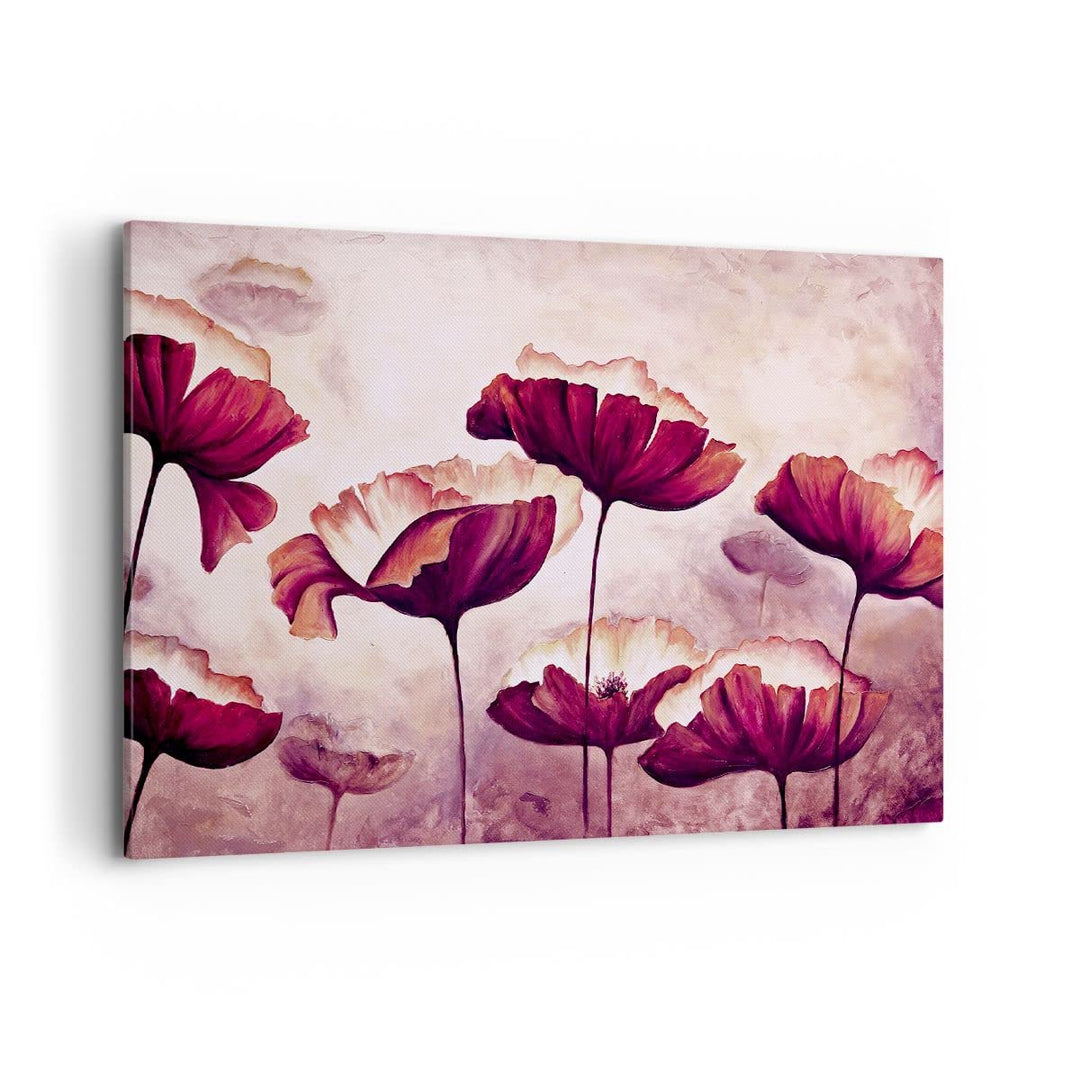 Bilder auf Leinwand 100x70cm Leinwandbild mit Rahmen Mohn Blume Wiese Gross Wanddeko Bild Schlafzimm