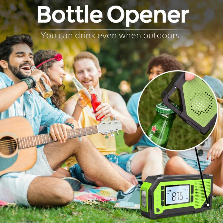 Solar Kurbelradio mit Digitalanzeige und Flaschenöffner
