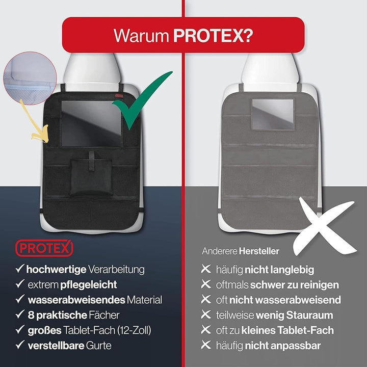 PROTEX© Rückenlehnenschutz Organizer [Testsieger 2024] 100 Tage risikofrei testen - Auto Rücksitz Or