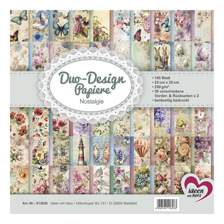 Ideen mit Herz Duo-Design-Papiere | Motiv beidseitig bedruckt | hochwertiges Dekor-Papier | Bastel-K